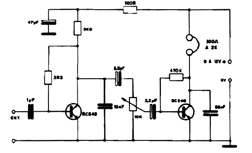 Amplificador com dois transistores BC548. Amplificador com dois transistores BC548.