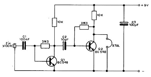 Amplificador para fones de cristal ou piezoelétricos. Amplificador para fones de cristal ou piezoelétricos.