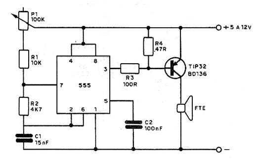 Oscilador de áudio com o 555. Oscilador de áudio com o 555.