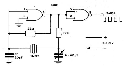 Oscilador de 1 MHz a Cristal. Oscilador de 1 MHz a Cristal.
