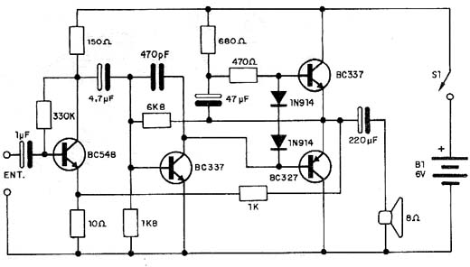 Amplificador transistorizado de 1/2 W. Amplificador transistorizado de 1/2 W.