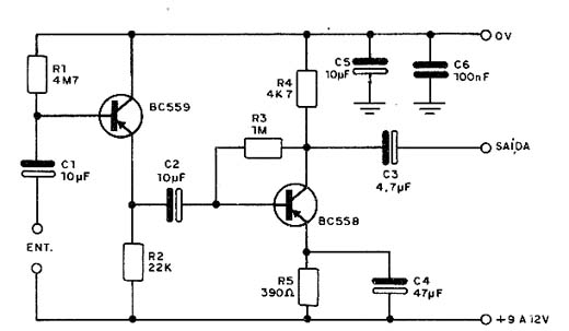 Pré-amplificador com transistor PNP Pré-amplificador com transistor PNP