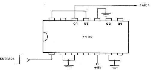 Divisor de freqüência TTL por 10 com o 7490. 