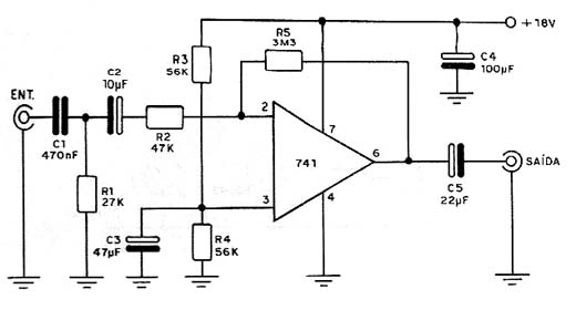 Pré-Amplificador com o 741 Pré-Amplificador com o 741