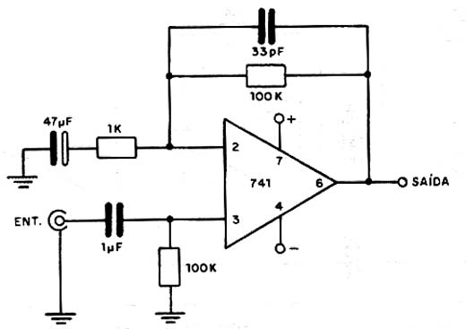 Pré-Amplificador de Áudio com o 741 Pré-Amplificador de Áudio com o 741