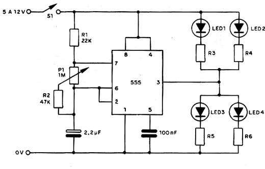 Duplo Sinalizador de LEDs com o 555 Duplo Sinalizador de LEDs com o 555