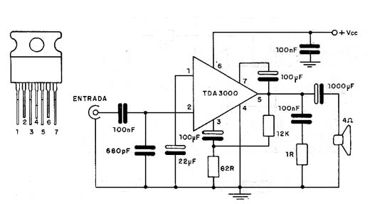 Amplificador de 15 W com o TDA3000 Amplificador de 15 W com o TDA3000