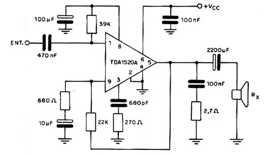 Amplificador de 16 W com o TDA1520 Amplificador de 16 W com o TDA1520