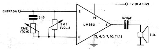 Amplificador com o LM380 Amplificador com o LM380