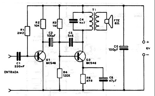 Etapa Amplificadora de Áudio Simples Etapa Amplificadora de Áudio Simples