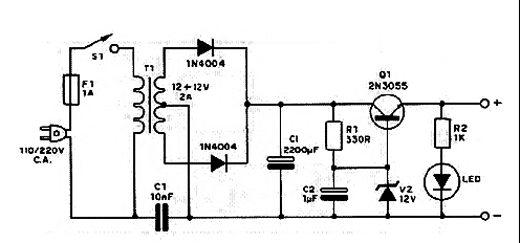  Fonte de 12 V x 2 A     