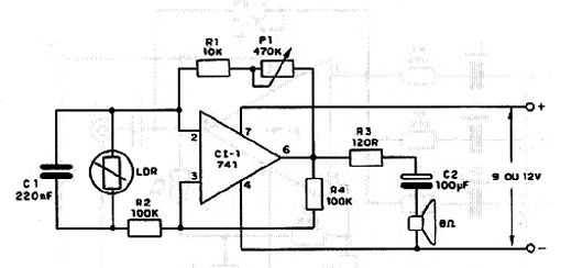 Alarme de Luz com o 741 Alarme de Luz com o 741