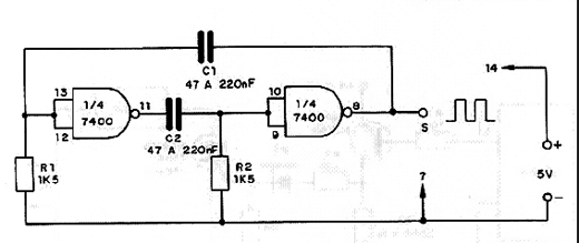  Oscilador TTL 7400 