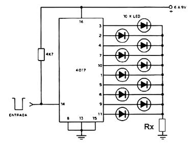 Contador 1-10 com o 4017 Contador 1-10 com o 4017