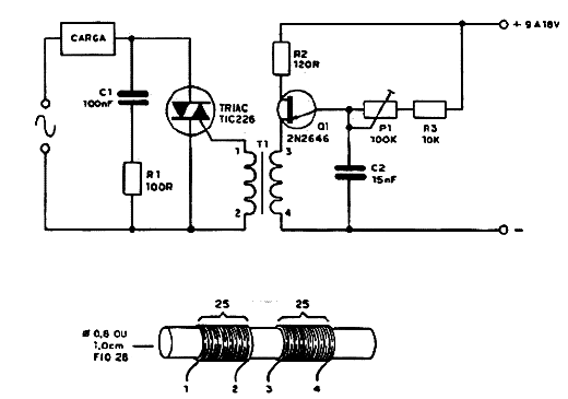 Controle de Potência com TRIAC e UJT Controle de Potência com TRIAC e UJT