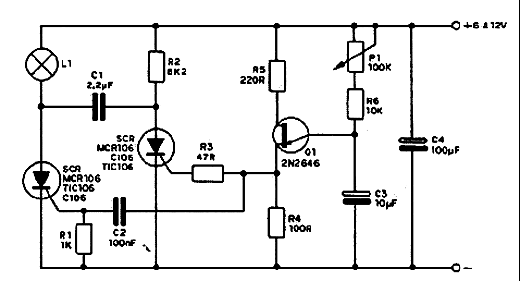 Pisca-Pisca com SCR e UJT Pisca-Pisca com SCR e UJT