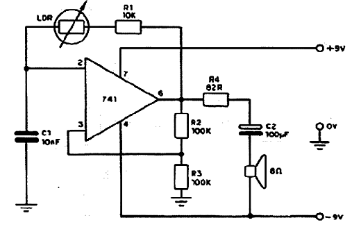 Oscilador Sensível à Luz com o 741 Oscilador Sensível à Luz com o 741
