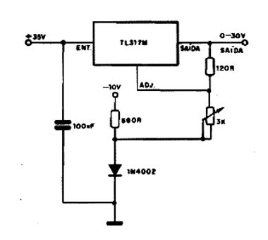 Regulador de 0 - 30 V x 100 mA - TL317M Regulador de 0 - 30 V x 100 mA - TL317M