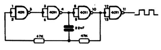 Oscilador CMOS 4011 . Oscilador CMOS 4011 .