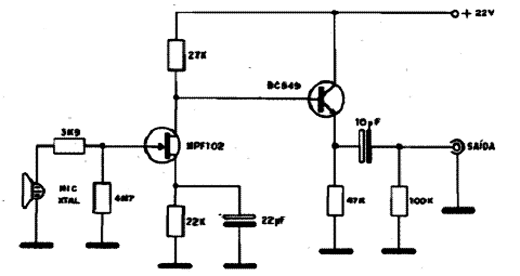 Pré-amplificador Para Microfone de Piezoelétrico Pré-amplificador Para Microfone de Piezoelétrico
