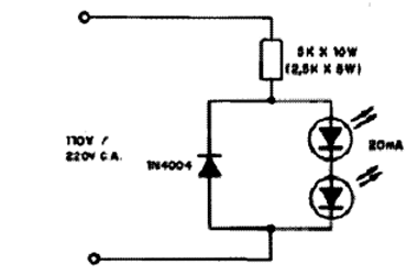  LEDs em 110 V ou 220 VCA 