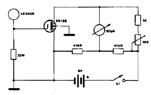 Eletroscópio com MOSFET 3N128 Eletroscópio com MOSFET 3N128