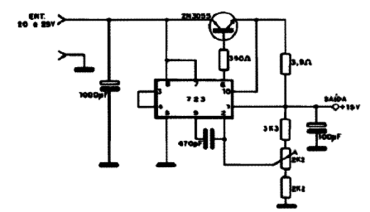 Fonte de 15 V x 1 A com o LM723 Fonte de 15 V x 1 A com o LM723