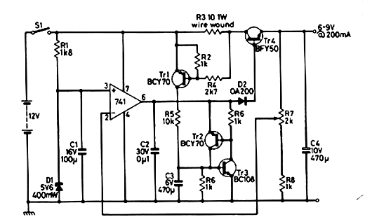  Regulador Protegido de 6 a 9 V - 200 mA 