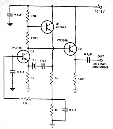 Oscilador a Cristal com 3 Transistores Oscilador a Cristal com 3 Transistores