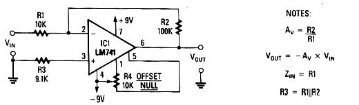 Amplificador com Ajuste de Offset Ganho 10 - 741 Amplificador com Ajuste de Offset Ganho 10 - 741