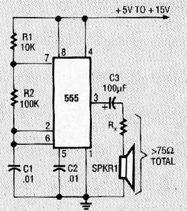Oscilador de 800 Hz com o 555
Oscilador de 800 Hz com o 555