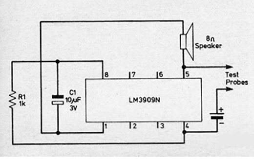 Micro Teste de Continuidade de Muito Baixo Consumo – LM3909
Micro Teste de Continuidade de Muito Baixo Consumo – LM3909