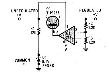 Regulador Fixo com 741 e 2N3055
Regulador Fixo com 741 e 2N3055