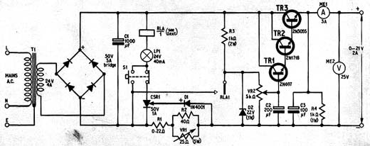 Fonte Transistorizada de 0 -21 V x 2 A
Fonte Transistorizada de 0 -21 V x 2 A