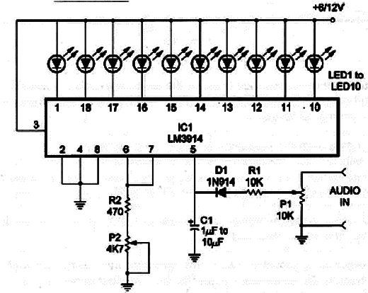 Bargraph de LEDS com o LM3914
Bargraph de LEDS com o LM3914
