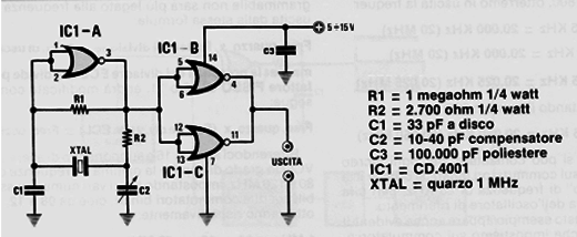 Oscilador XTAL 4001 de 1 MHz
