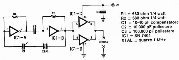 Oscilador XTAL 7404 de 1 MHz
