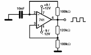 Oscilador de 1 Hz com o 741
Oscilador de 1 Hz com o 741