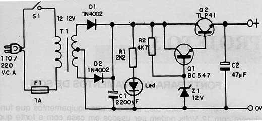 Fonte de 12 V x 2 A
Fonte de 12 V x 2 A