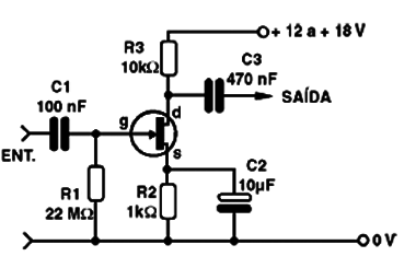 Pré Amplificador com JFET
Pré Amplificador com JFET