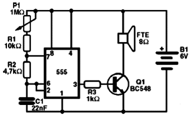 Oscilador de Áudio com o 555
Oscilador de Áudio com o 555