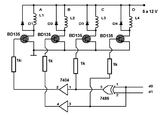 Controle TTL de Motor de Passo 