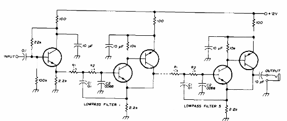  Filtro passa baixa com transistores 
