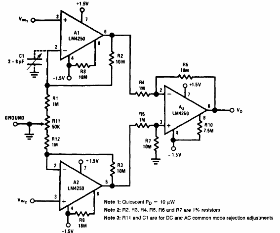  Amplificador para instrumentação LM4250 
