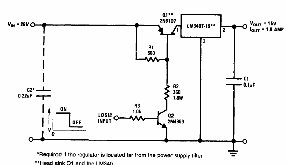 Fonte de 15 V com 1 A e Shutdown LM340
Fonte de 15 V com 1 A e Shutdown LM340