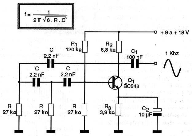 Oscilador senoidal de 1 kHz
Oscilador senoidal de 1 kHz