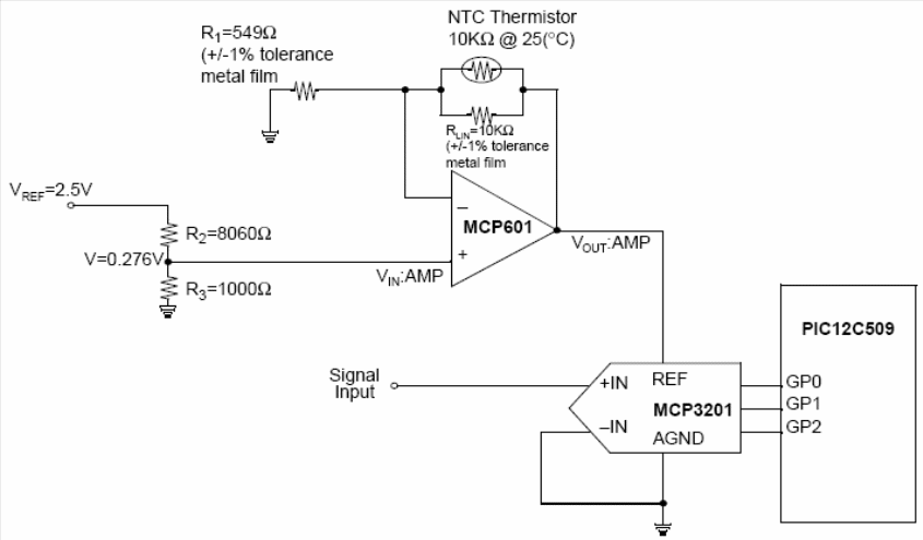 Referência de tensão dependente da temperatura sugerida pela Microchip.
Referência de tensão dependente da temperatura sugerida pela Microchip.