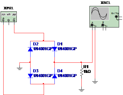 Figura 1 – Circuito de teste e verificação de pontes de diodos – Graetz

