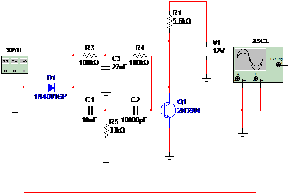 Figura 1 – Circuito do oscilador amortecido.
Figura 1 – Circuito do oscilador amortecido.