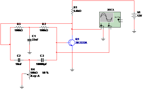   Figura 1 – Oscilador de duplo T.
